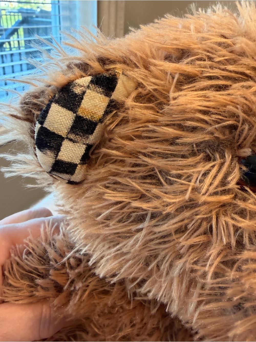 MacKenzie Childs Mac the Teddy Bear courtly check trim 17” - Picture 7 of 9